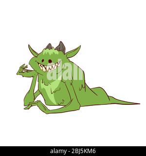 Colorful vector illustration of a cartoon boogeyman, monster or a demon Stock Vector