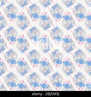 flowers and polka dots seamless vector pattern Stock Vector
