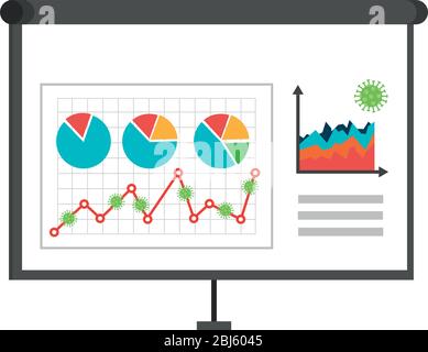 infographic of stock market variation by covid 19 with paper board Stock Vector