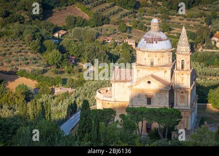 Early morning above Madonna di San Biagio, Montepulciano, Tuscany, Italy Stock Photo