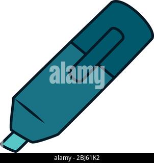 highlighter pen icon over white background, line and fill style, vector illustration Stock Vector