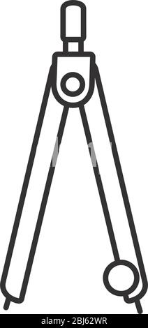 stationary concept, compass icon over white background, line doodle ...