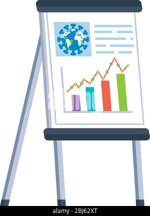 infographic of stock market variation by covid 19 with paper board Stock Vector