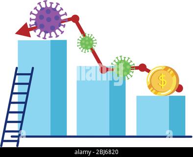 stock market variation by covid 19 with infographic and icons Stock Vector