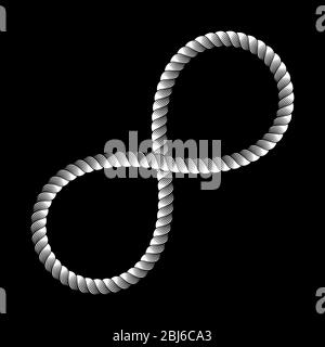 Infinity symbol made from rope vector sign logo. Knot, marine theme icon, vector illustration Stock Vector