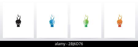 Flaming Skull On Letter Logo Design I Stock Vector