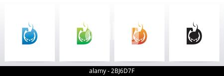 Flaming Skull On Letter Logo Design D Stock Vector