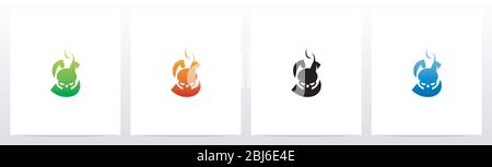 Flaming Skull On Letter Logo Design S Stock Vector