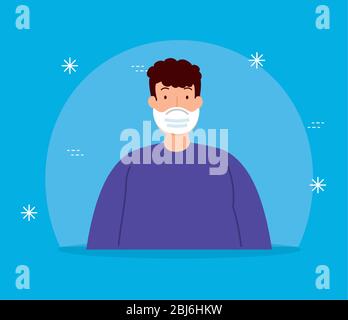 young man using face mask Stock Vector