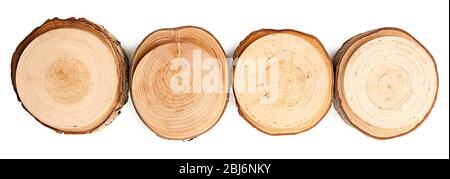 Wood round slices, isolated on white Stock Photo