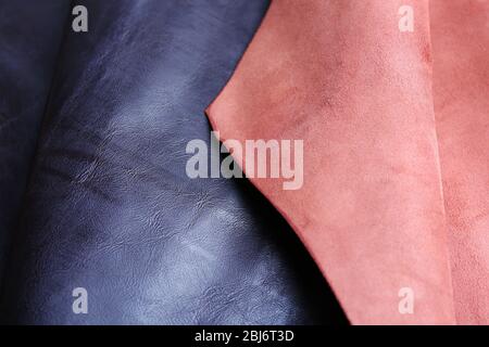 Black-brown leather front and wrong side texture background Stock Photo