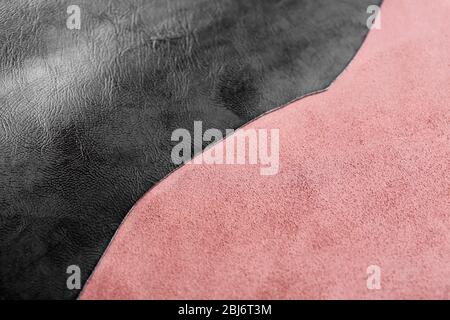 Black-brown leather front and wrong side texture background Stock Photo