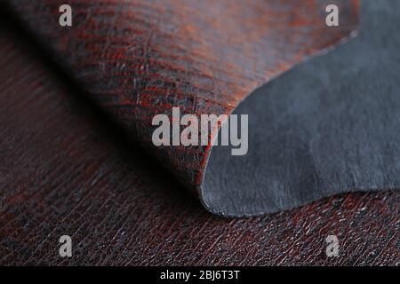 Black-brown leather front and wrong side texture background Stock Photo