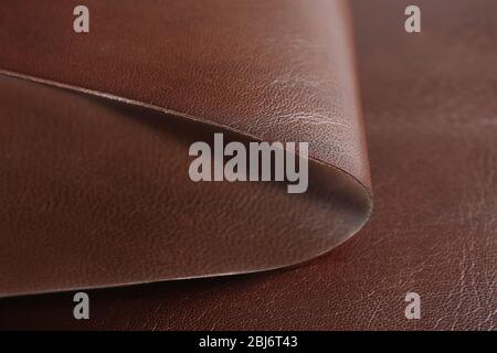 Brown-white leather front and wrong side texture, close-up Stock Photo