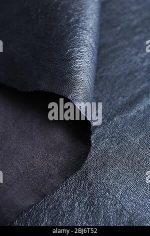 Black leather front and wrong side texture background Stock Photo