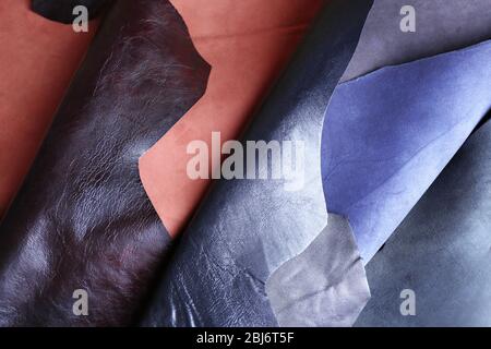 Ragged leather material wrong side background Stock Photo