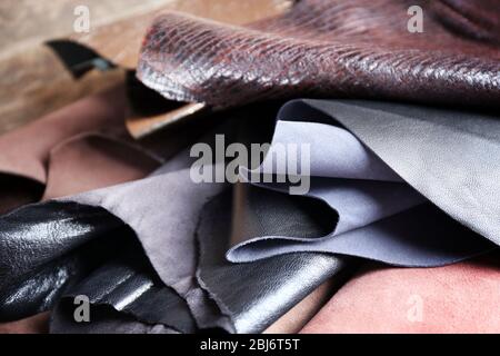 Ragged leather material wrong side background Stock Photo