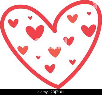 Littles hearts inside heart flat style icon design of love passion and romantic theme Vector illustration Stock Vector