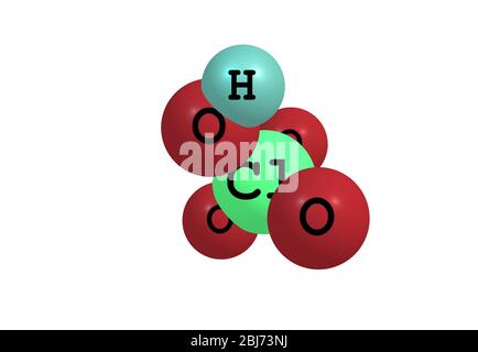 Perchloric acid is an inorganic compound with the formula HClO4. Usually found as an aqueous solution. Stock Photo