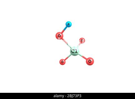 Perchloric acid is an inorganic compound with the formula HClO4. Usually found as an aqueous solution. Stock Photo
