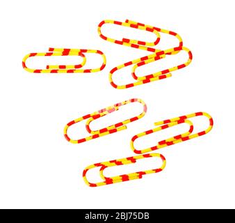 Collection of colourful paper clips, isolated on white Stock Photo