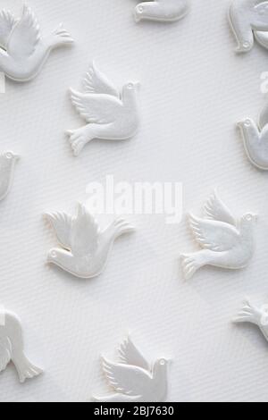 White dove ornaments on white Stock Photo