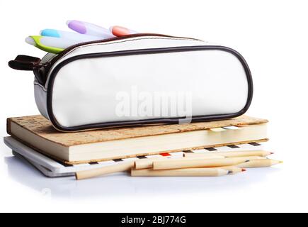 Set of new stationery isolated on white Stock Photo