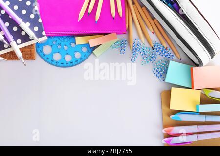 Set of new stationery isolated on white Stock Photo