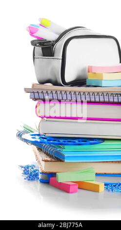 Set of new stationery isolated on white Stock Photo