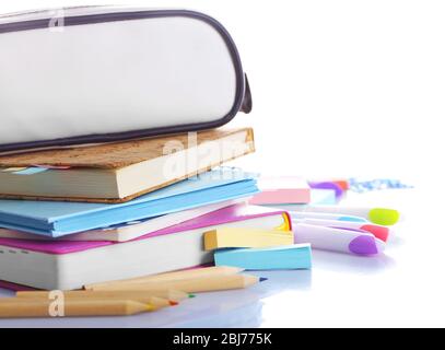 Set of new stationery isolated on white Stock Photo