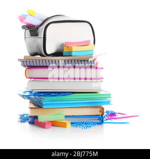 Set of new stationery isolated on white Stock Photo