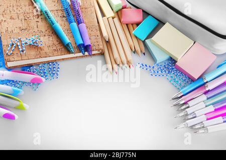 Set of new stationery isolated on white Stock Photo