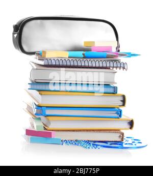 Set of new stationery isolated on white Stock Photo