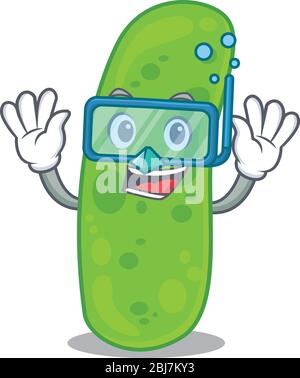 Propioni bacteia mascot design concept wearing diving glasses Stock Vector