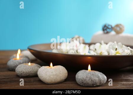 Beautiful spa composition on wooden table Stock Photo