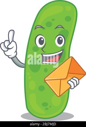 Happy propioni bacteia mascot design concept with brown envelope Stock Vector
