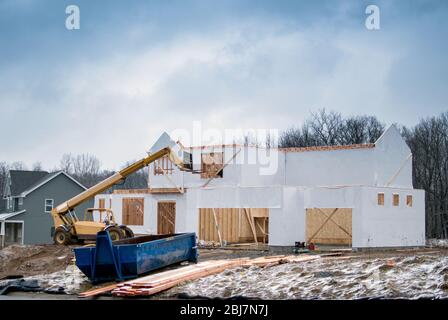 new home being contracted in Michigan USA Stock Photo