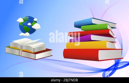 set of books on abstract background Stock Vector