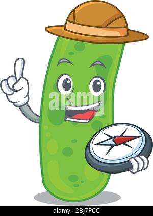 mascot design concept of propioni bacteia explorer with a compass Stock Vector