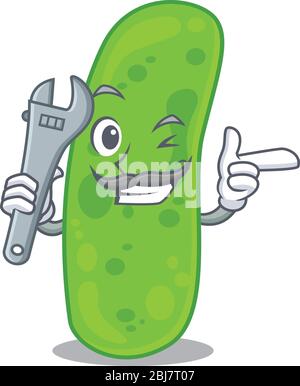 A picture of propioni bacteia mechanic mascot design concept Stock Vector