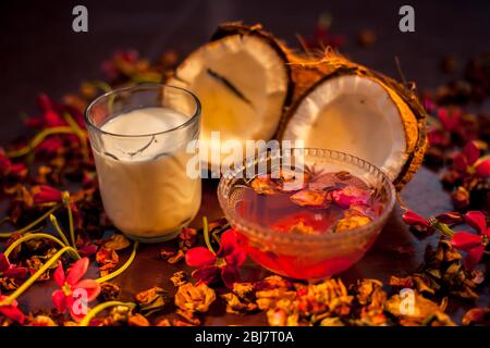 Download Coconut Milk Face Mask For Protection Against Uv Ultraviolet Rays On A Brown Colored Surface Consisting Of Some Rose Water And Coconut Milk Shot O Stock Photo Alamy PSD Mockup Templates