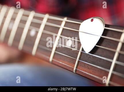 Guitar neck closeup Stock Photo