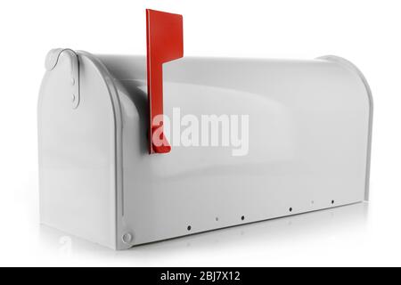 Metal mailbox isolated on white Stock Photo