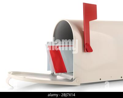 Mailbox with correspondence isolated on white Stock Photo