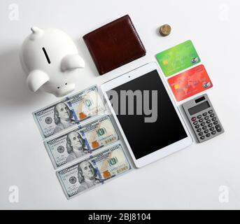 Set of stylish businessman accessories on table Stock Photo