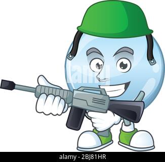 An elegant collagen droplets Army mascot design style using automatic gun Stock Vector