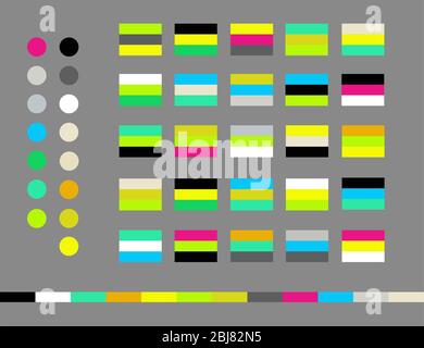 Summer bright color palette vector illustration. Trendy neon swatches tones interior, clothing fabric colors, manufacturing design art. Stock Vector