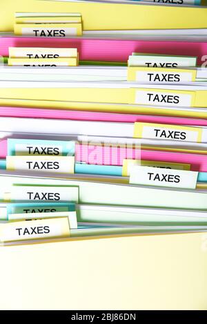Folders with tax documents, close up Stock Photo