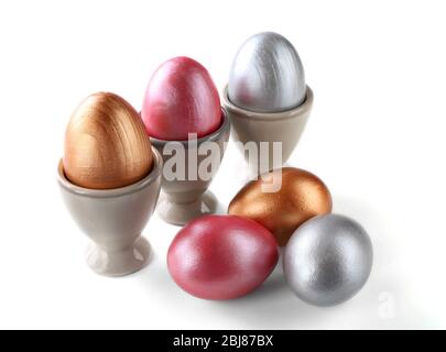 Easter eggs composition isolated on white background Stock Photo