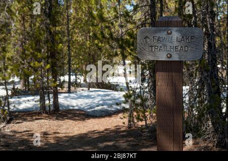 Fawn Lake Trailhead, Diamond Peak Wilderness, Deschutes National Forest Stock Photo